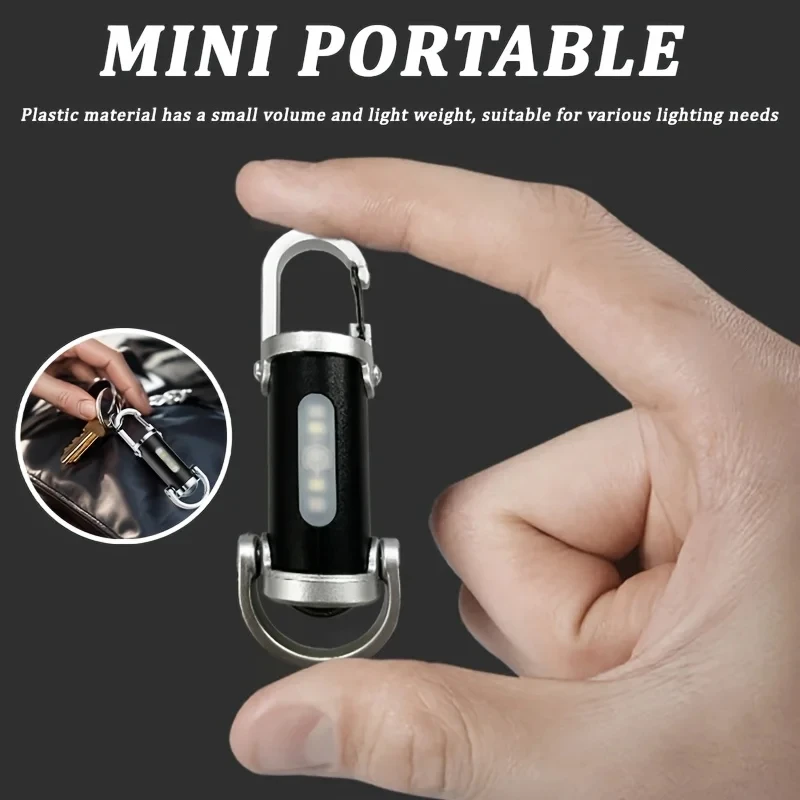 Portable Keychain Flashlight USB Rechargeable Multifunctional Handheld Torch Hook Design Ideal for Camping, Emergency,Daily Use