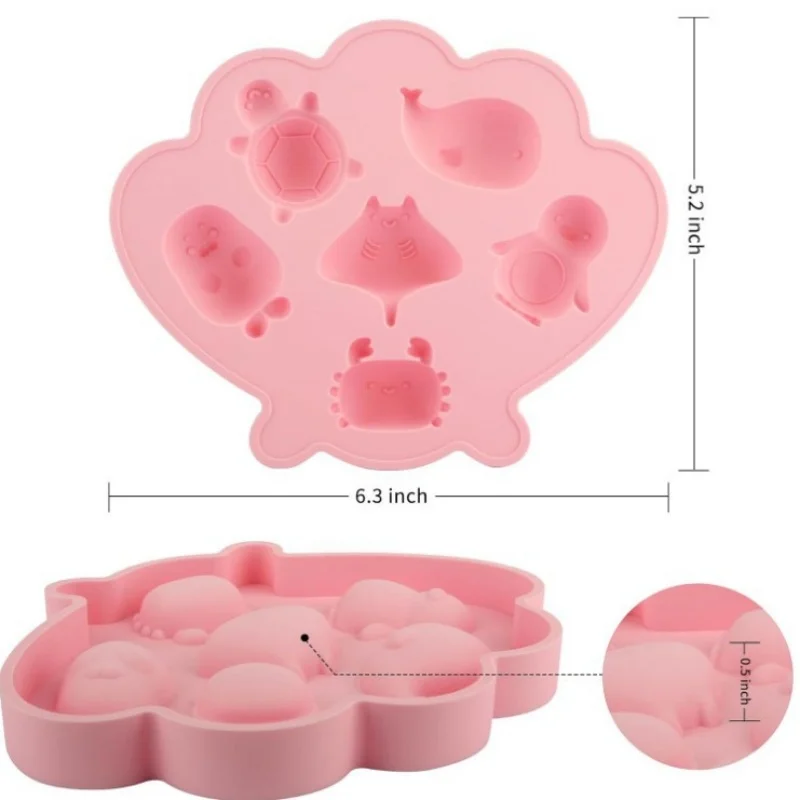 Ice Cube Molds with Cute Marine Life Shapes Ice Tray Easy To Release for Freezer Home Kitchen Drinks Cocktail Coffee