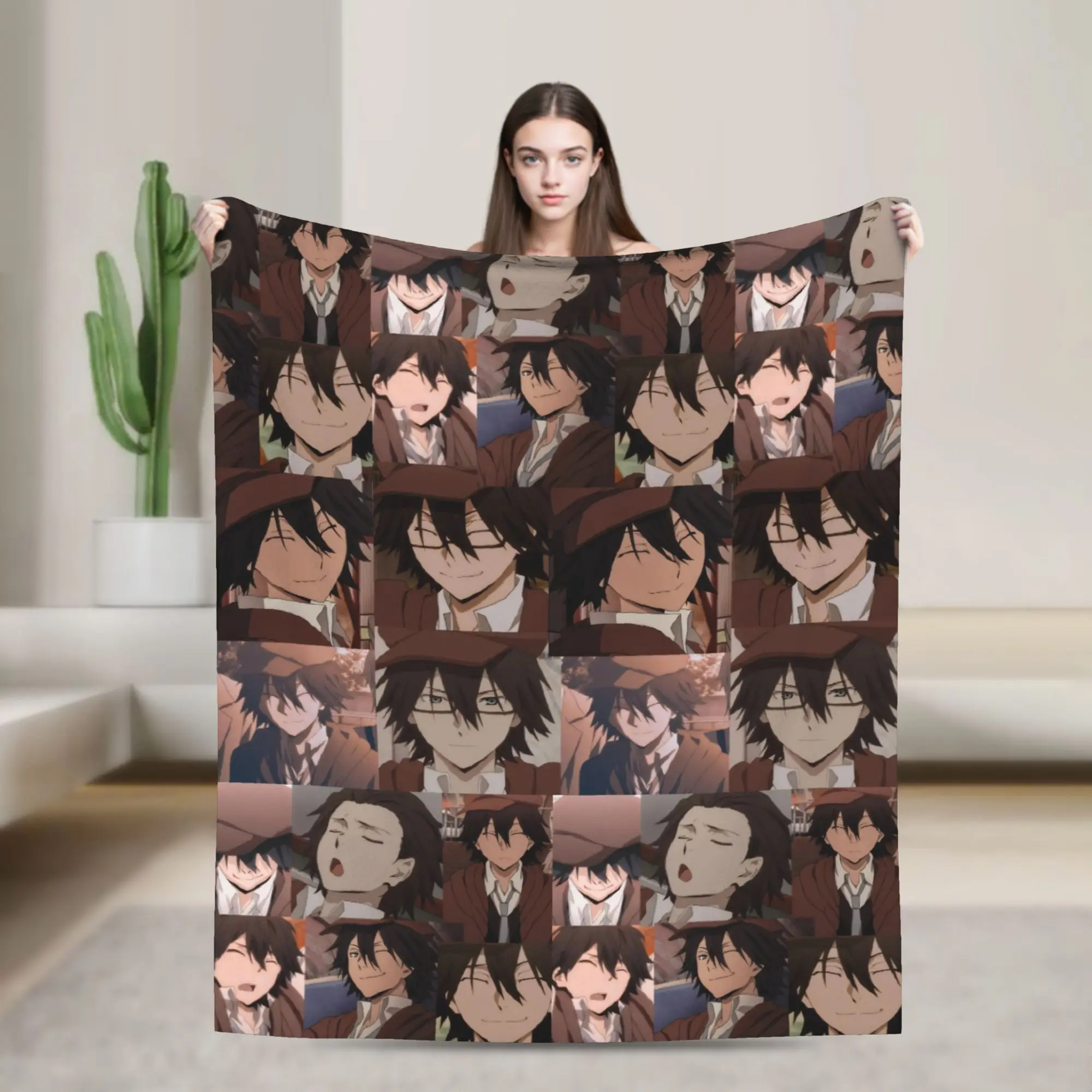 Anime Bungo Stray Dogs Blanket Fleece Printed  Multi-function Lightweight Throw Blanket for Bed Outdoor Bedspreads