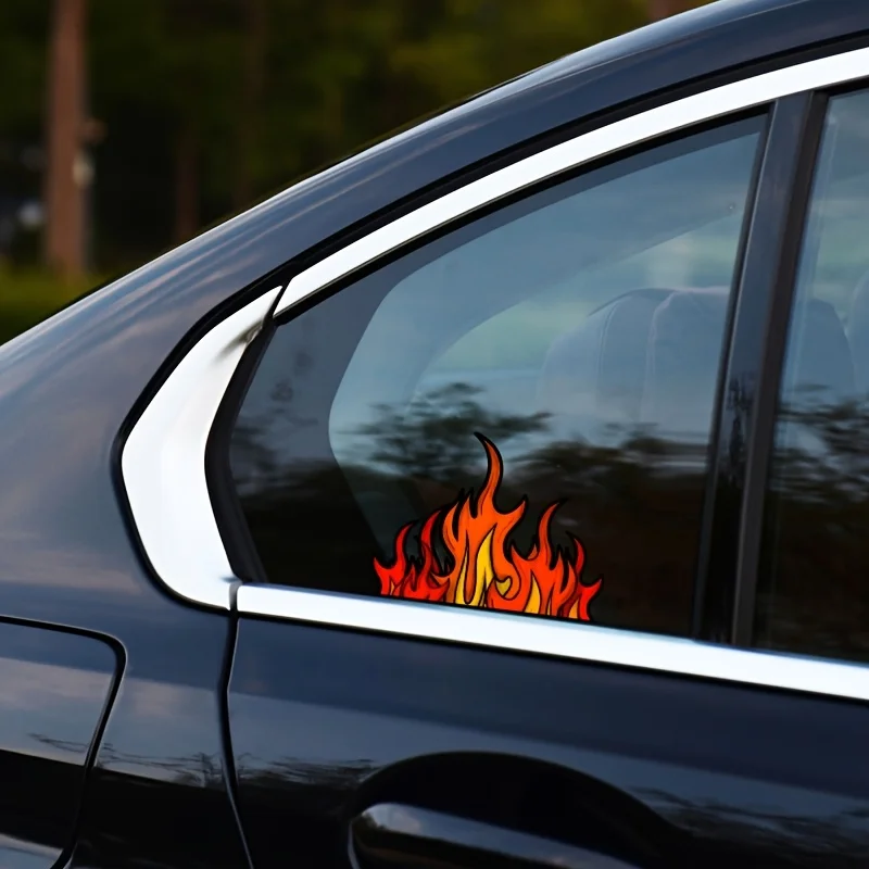 2Pcs/set 2D Flat Flame Vinyl Stickers Waterproof Decals for Motorcycle Helmet Car Truck SUV Laptop Suitcase Scratch Cover