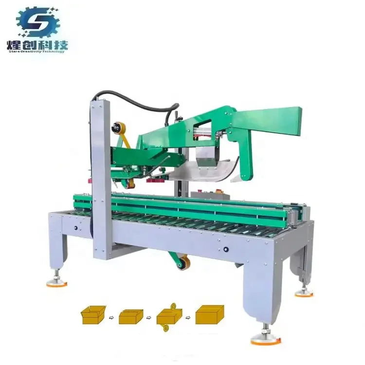 Automatic Top Flaps Folding Uniform Box Carton Sealer Machine