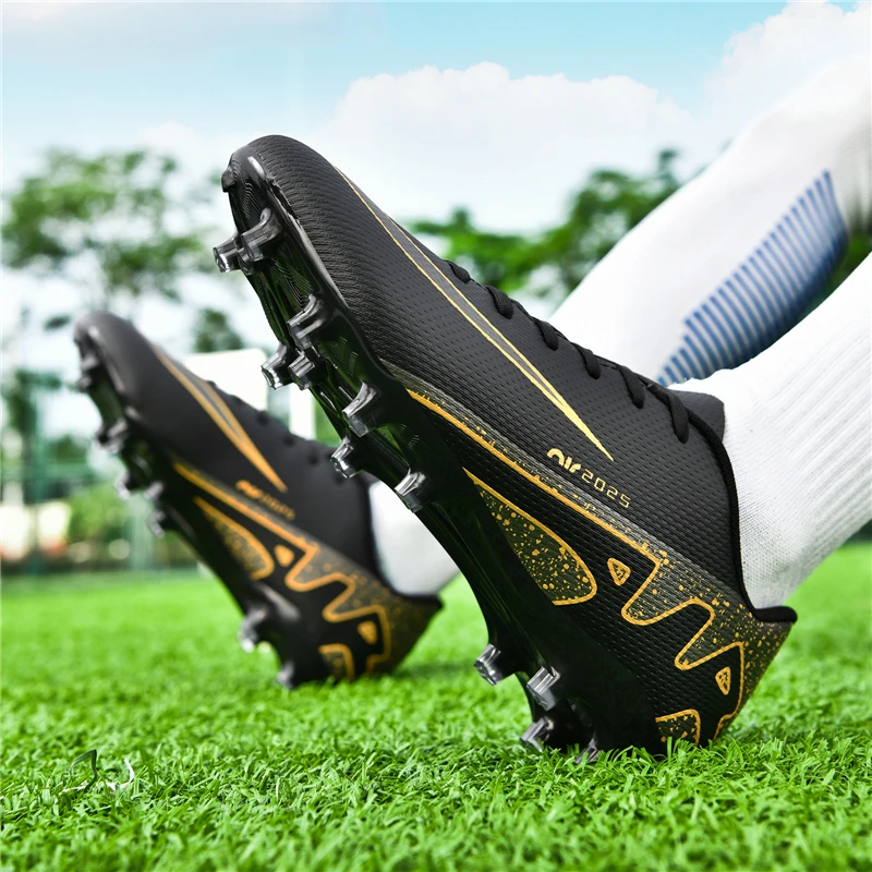 Sapatos de futebol FG TF macios para homens, tênis de futebol respiráveis, grampos antiderrapantes, tênis de grama, calçado esportivo de corrida