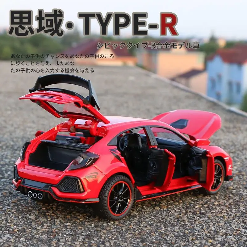 1:32 HONDA CIVIC TYPE-R Alloy Car Model Diecasts & Toy Vehicles Metal Sports Car Model Sound and Light Collection Toy Gift