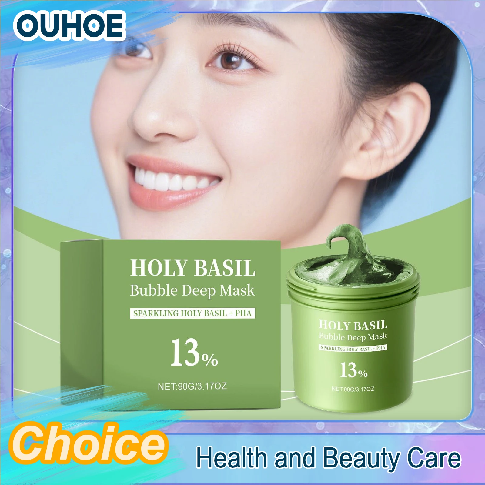 

Hot Sale Holy Basil Bubble Deep Mask Cleansing Foaming Face Cleaner Oil Control Blackheads Remover Shrink Pores Korean Skin Care