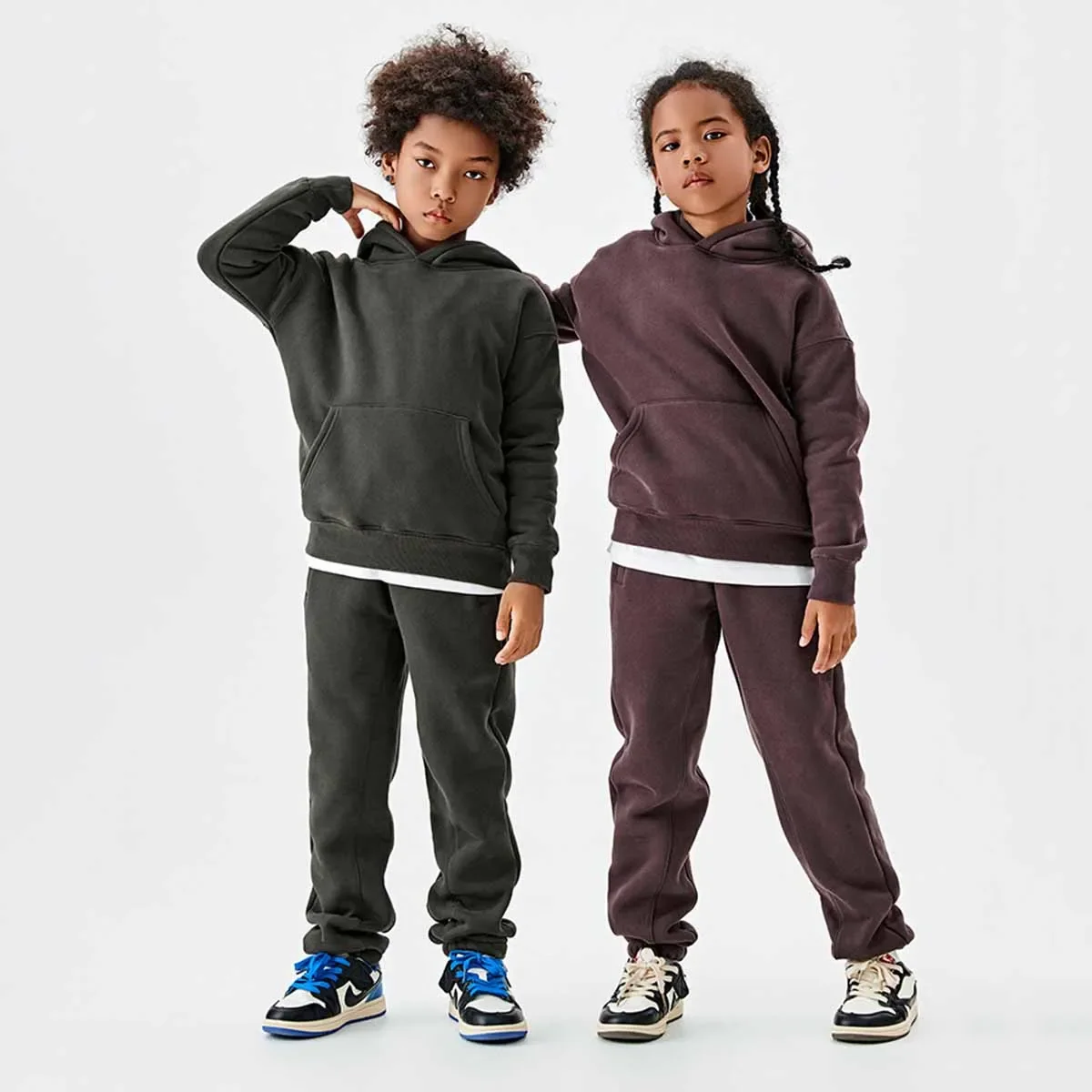 Two Pieces Children Winter Clothes Fleece Thick Hoodies Sweatpants Boys Tracksuit Casual School Girls Sportswear Kids Outfits