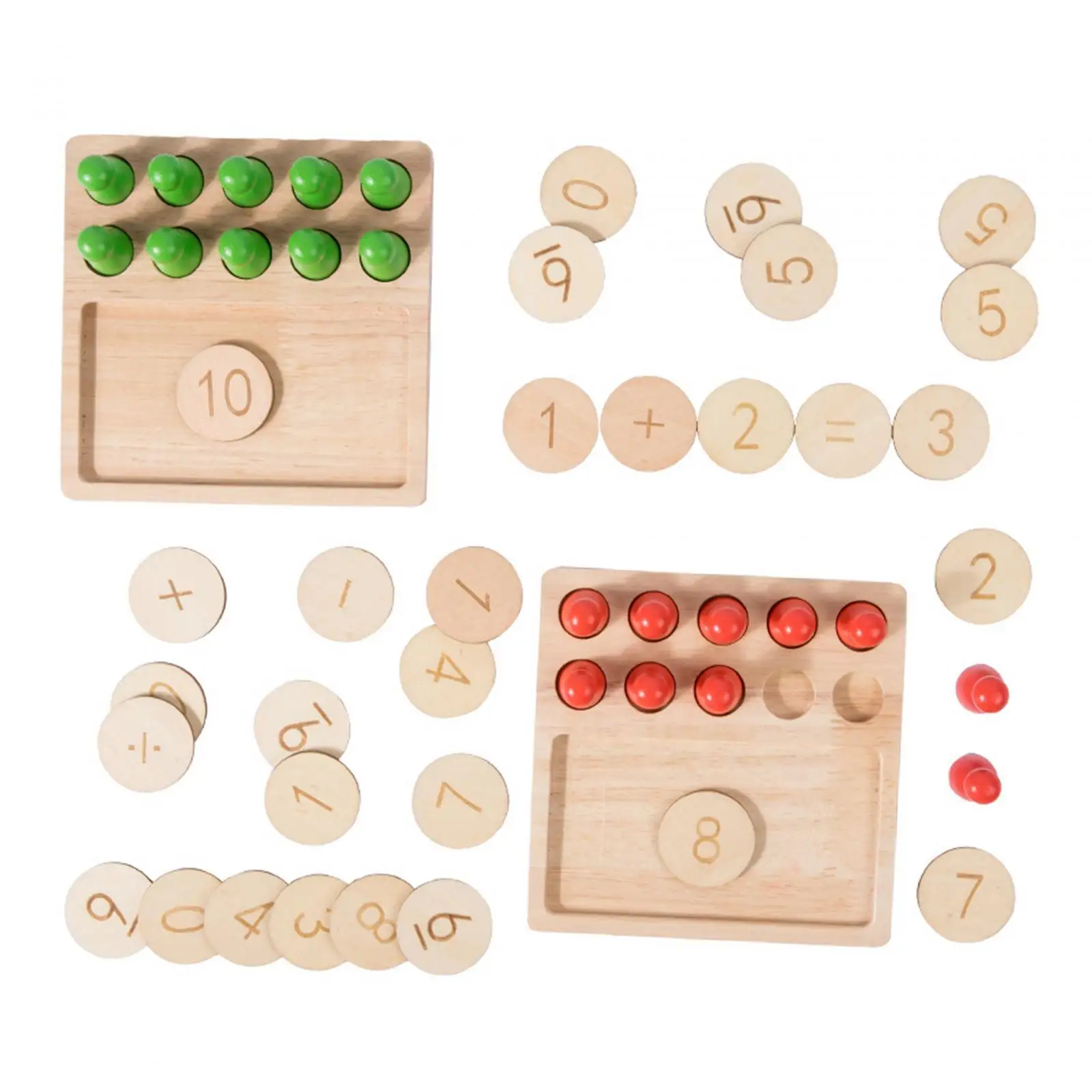 Tablero de matemáticas Montessori de madera, juguetes para contar números en preescolar, adición y resta, regalos de vacaciones para niños y niñas