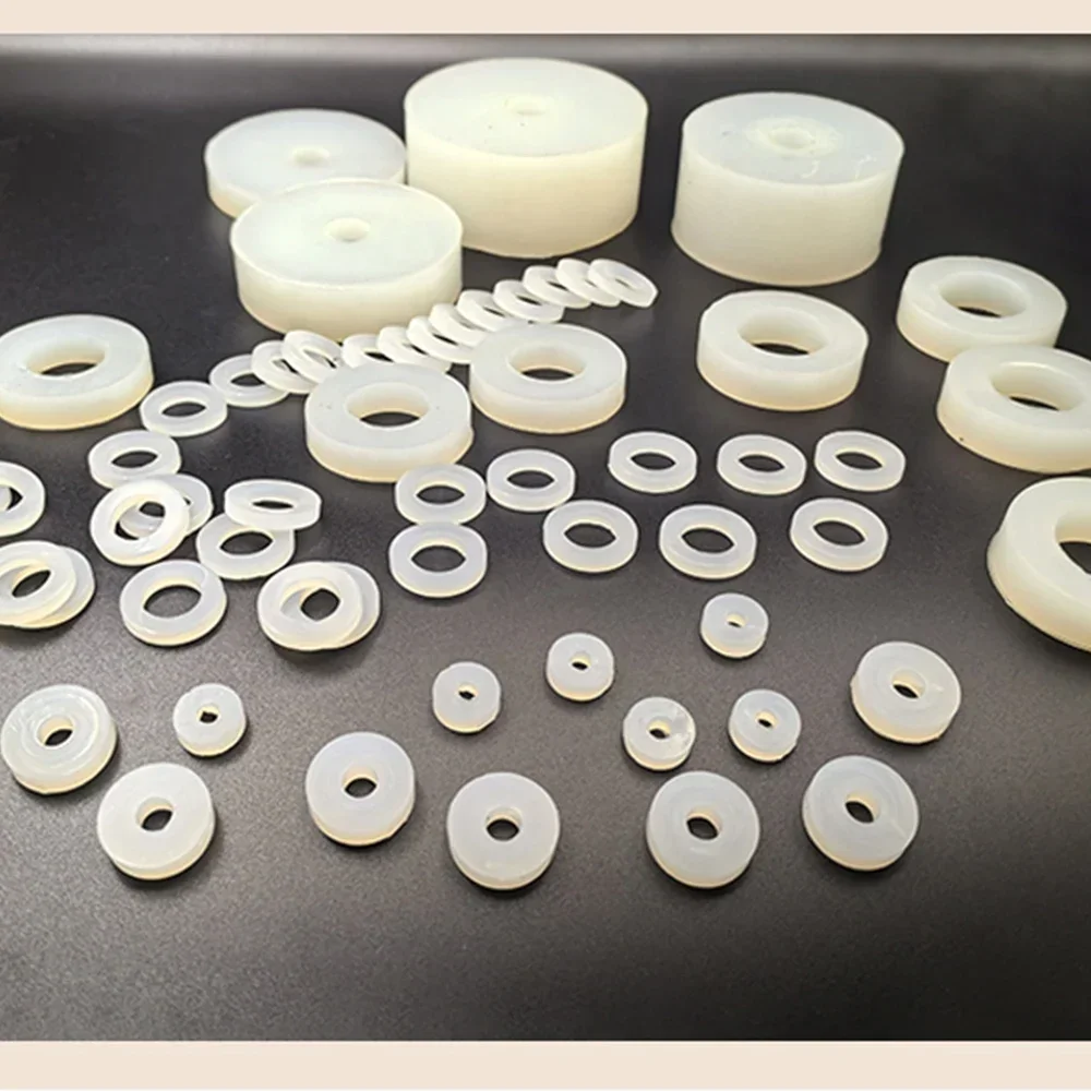 10Pcs White Silicone Washer M2~M6 Sealing Ring Waterproof Flat Gasket High-temperature Resistant Sealing Gasket Shock-Absorbing