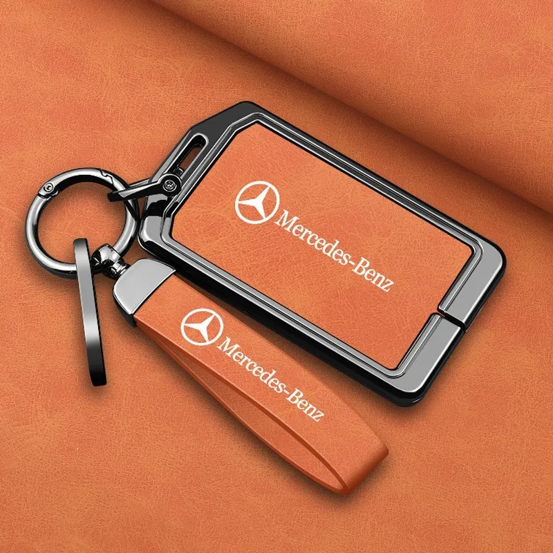 Leather Car Card Key Case Fob Cover Protector Holder Shell For Mercedes-Benz C-class E-class E300L/GLC300L C260L/GLB Accessories