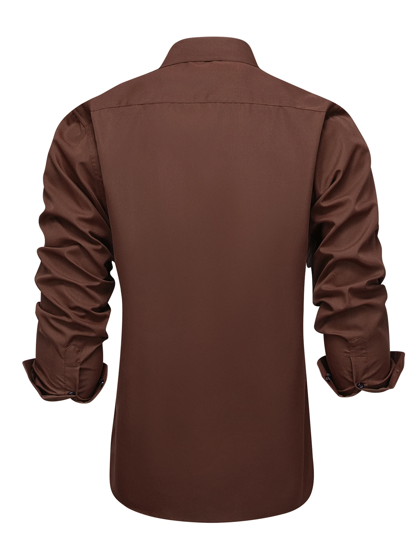 Hi-Tie Brown Coffee Clean Cuff splicing Mens Shirts Long Sleeve Dress Shirt Blouse for Male Wedding Gift Party formal shirt - Image 5