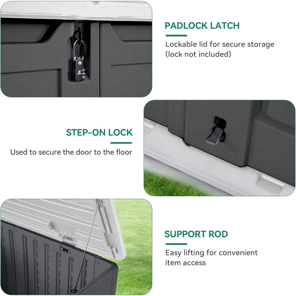 Outdoor Resin Storage Sheds, 39 in Height Lockable Waterproof Horizontal Shed w/o Shelf，Easy to Assemble Shed Storage