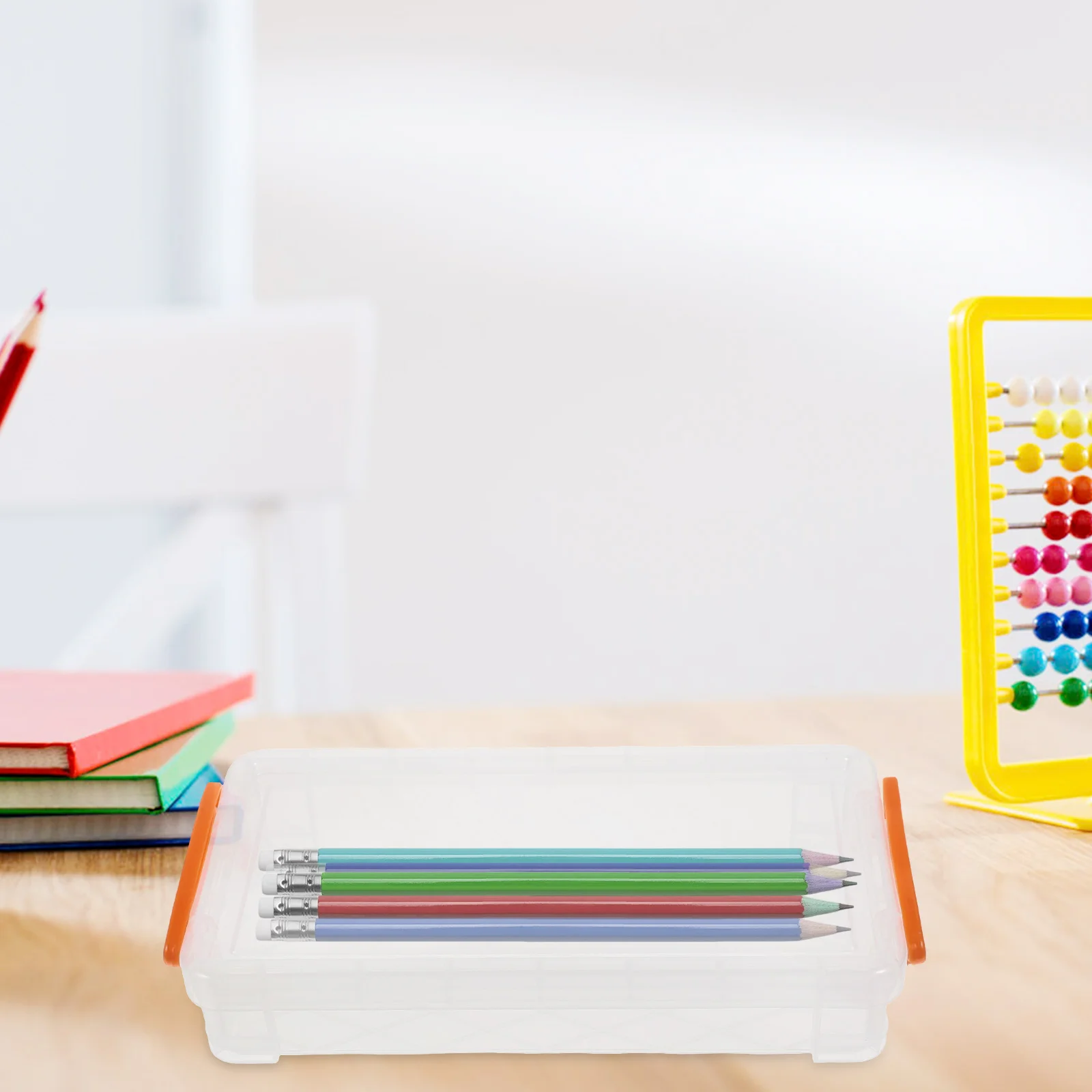 

Large Capacity Pencil Box Durable Plastic Case Kids Students Organizer School Office Use Pen Holder Clear Design Useful Storage