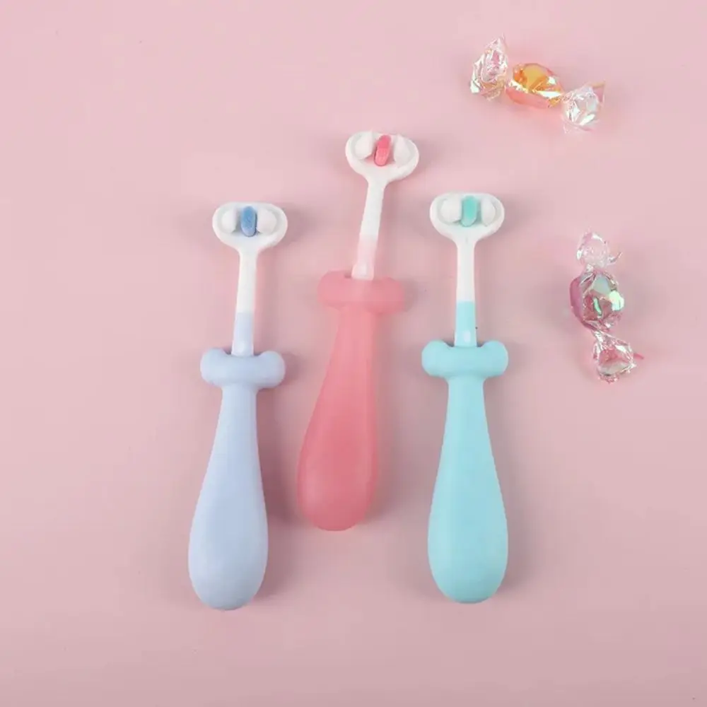 

Tongue Scraper 3D Stereo Toothbrush Solid Color Food Grade Three-Sided Toothbrush Anti Slide Handle Soft Bristles