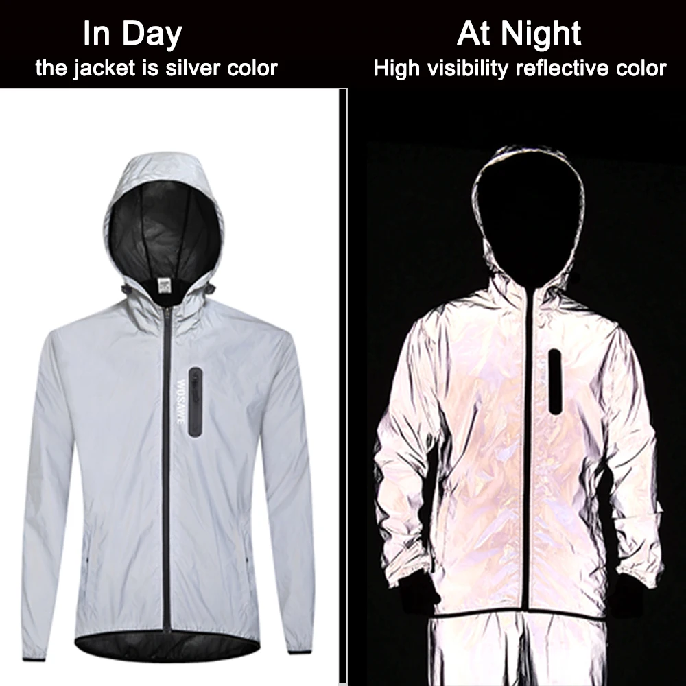 WOSAWE Autumn Winter Men Reflective Jacket High Visibility Vest Motorcycle Jacket Men Women Waterproof Windbreaker Hoodies Coat