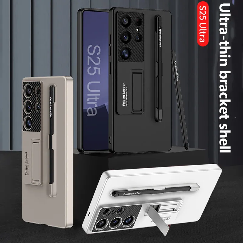 

Для Samsung Galaxy S25 Ultra 5G чехол Роскошный ультратонкий кронштейн с защитой от падения складной подставкой для S25 Plus с ручкой