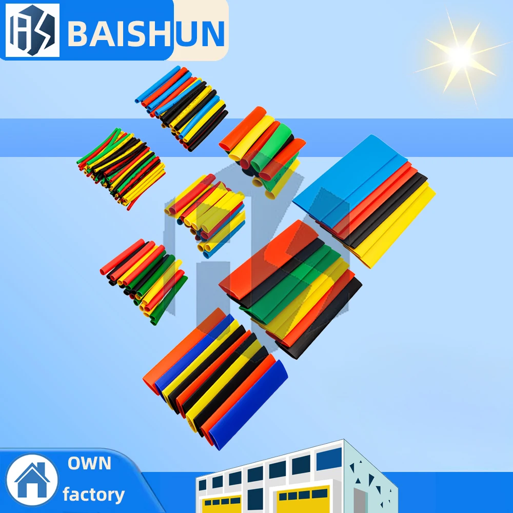 

Polyolefin Heat Shrink Tubing Kit: 164PCS 2:1 Ratio, Assorted Sizes (1.5-25mm) – Color Chart & Storage Case for Wiring