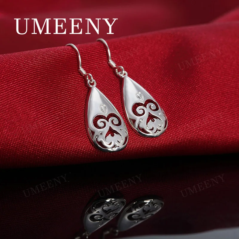 

Charm 925 Sterling Silver 38mm Exquisite Hollow Water Drop Earrings Women Girlfriend Gift Jewelry Accessories Fashion Party