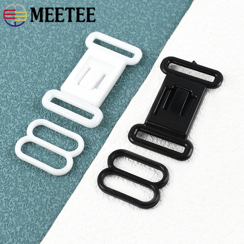 50/100Sets Meetee 12.5mm Plastic Buckles Bra Strap Clip Adjust Clasp Bow Tie Underwear Connect Button Buckle Sewing Accessories