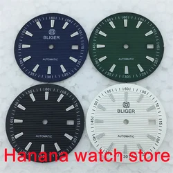 BLIGER 33mm black and white teal C3 luminous dial suitable for NH35 movement men's watch accessories