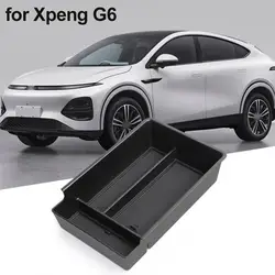 For Xpeng G6 Car Center Console Tray Armrest Storage Box Accessories Black Stowing Tidying Organizer Accessories Interior C N1W9