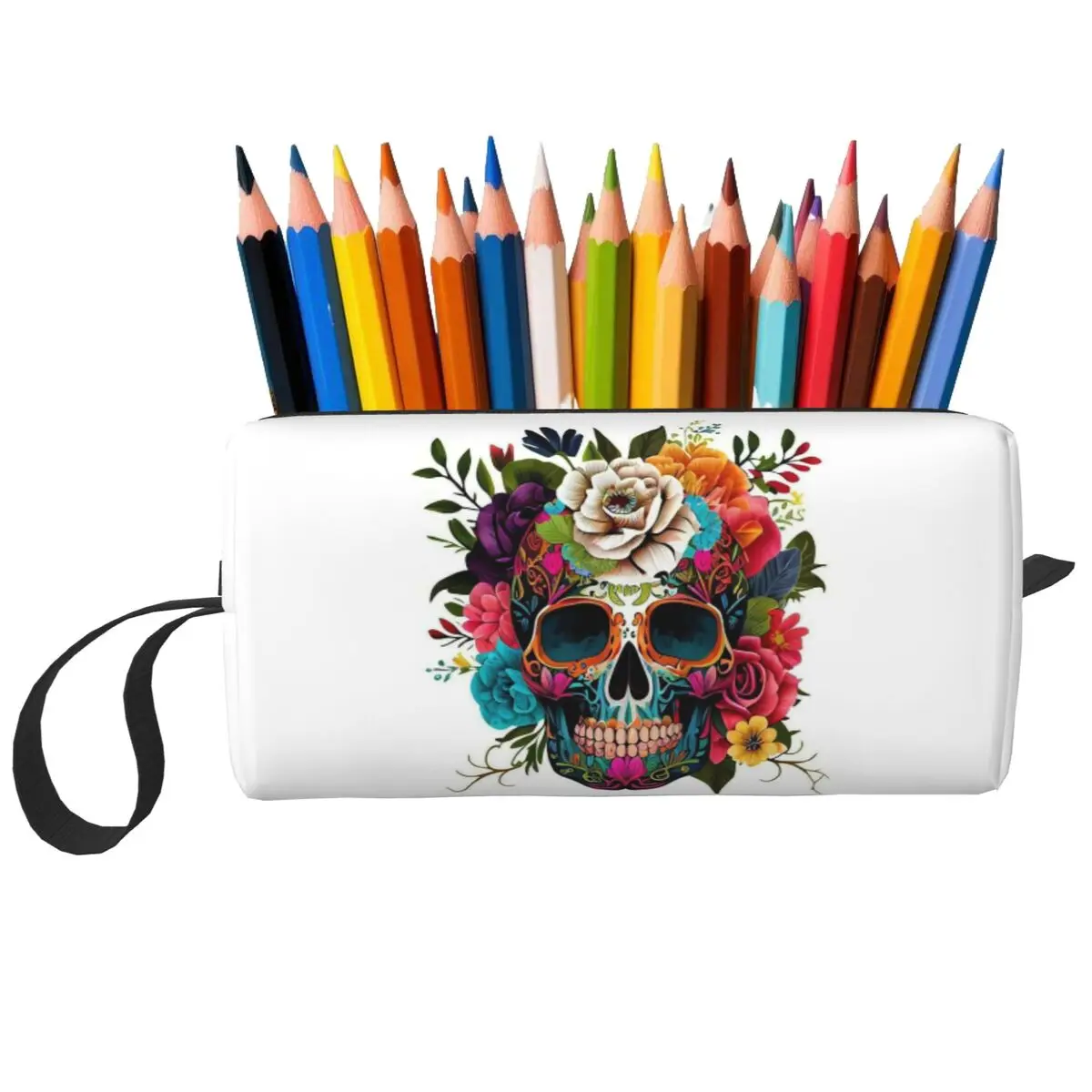 Skull Print Horror Skeleton Death Pencil Case for Kids Gifts Pen Box Pencil Bag Stationery Supplies Travel Women Cosmetic Bag