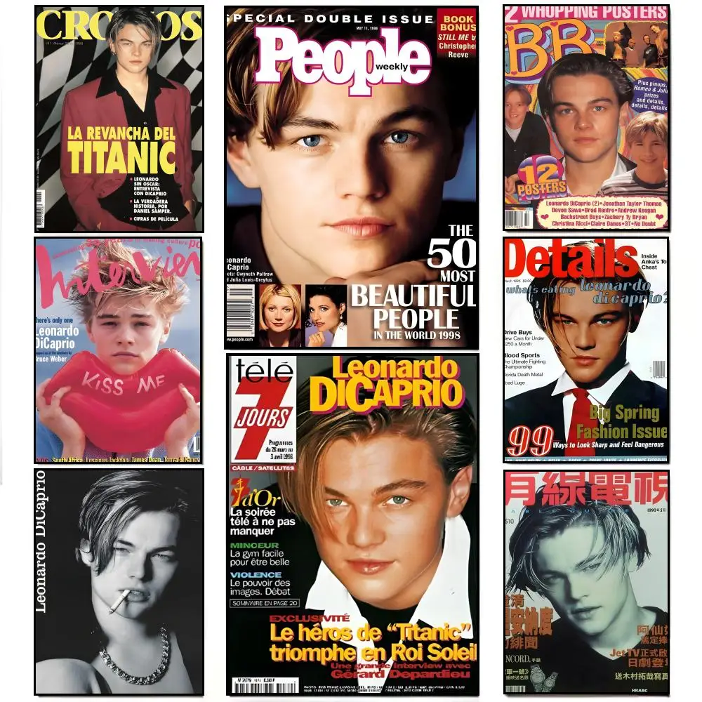Póster clásico del revista American Actor Magazine L-Leonardo DiCaprio, pegatina de pared impermeable HD, decoración para sala de estar, regalo