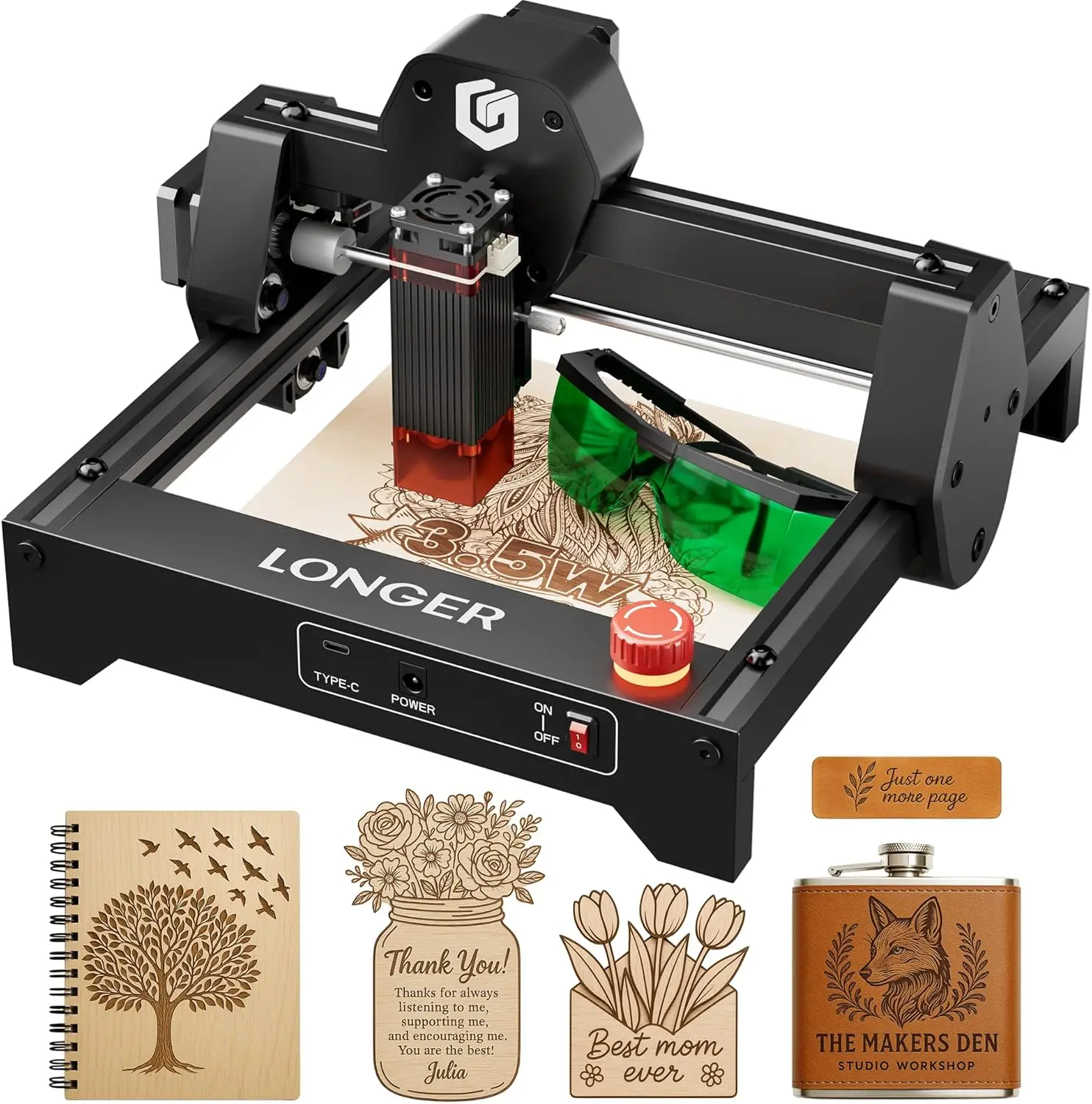 

3500mW Laser Engraver 0.04mm Precision Mini Cutter 130x140mm Working Area for Wood Acrylic