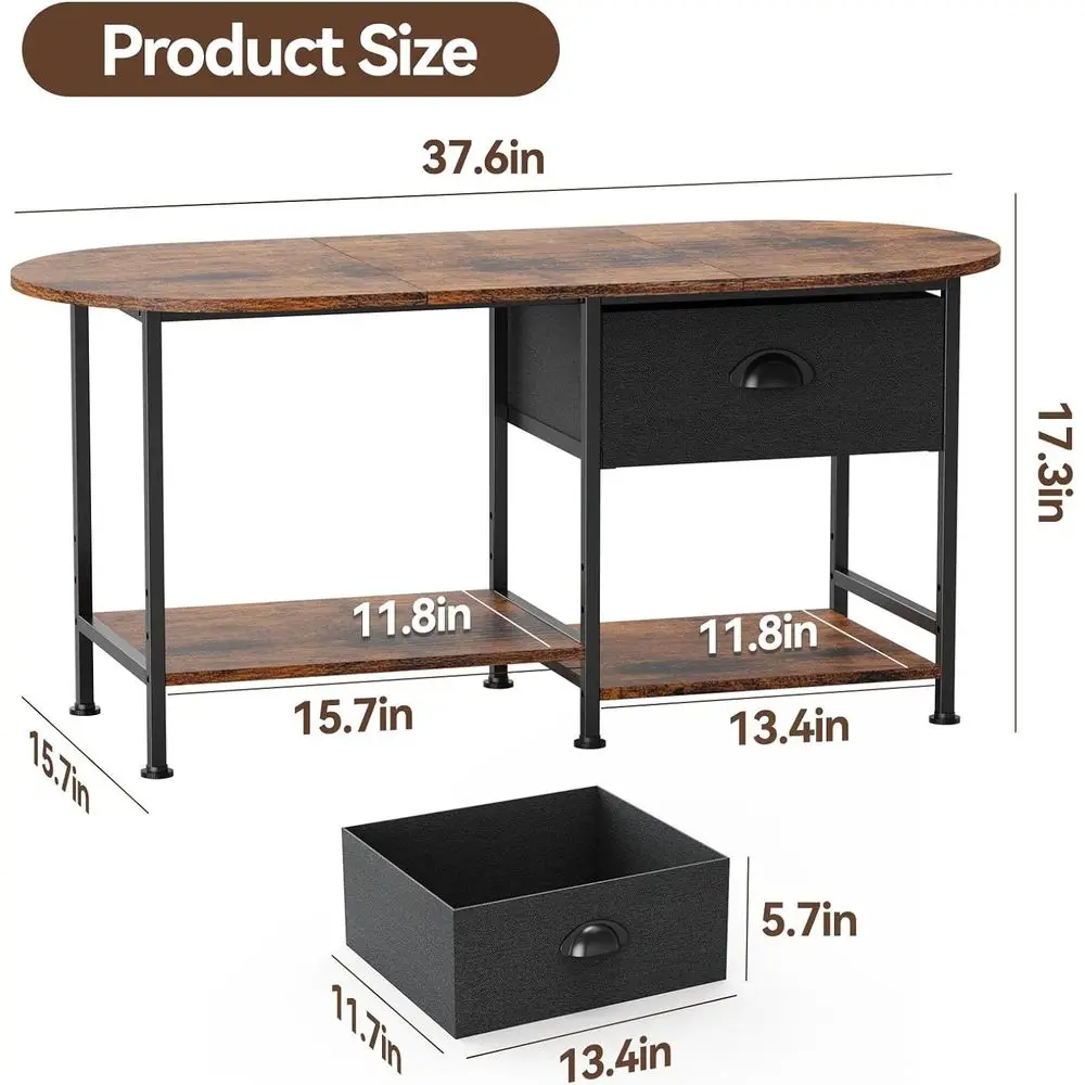 Rustic Brown 37 Oval Coffee Table with Storage for Small Spaces: Modern Wood Design with Drawers and Shelves