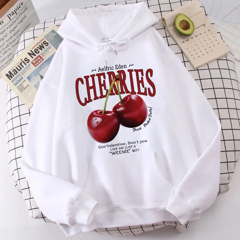 Butterfly Mange Funny Y2k Sweatshirt Strawberry Cherry Gothic Casual Hoodies Women Graphic Harajuku 90s Streetwear Clothes Femme