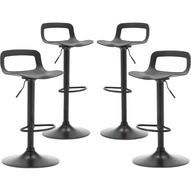 

thksbought Set of 4 Modern Bar Stools Plastic Adjustable Counter Height Swivel Stool (Matte White)