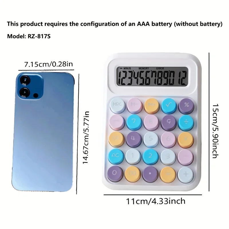 Calculadora de escritorio LED de 12 bits en color, con sonido de clic sensible, adecuada para uso en oficina, una necesidad de oficina.