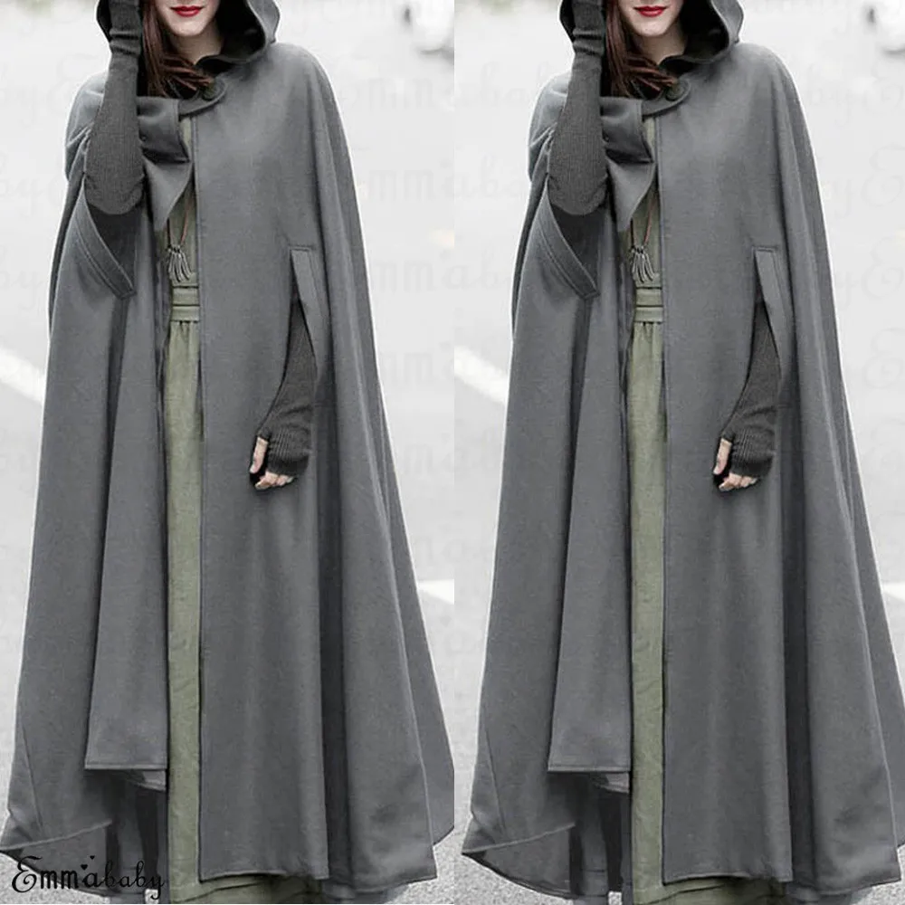 Christmas Cloak Red Womens Long Cape Cloak Hooded Wool Blend Coat Sleeveless Winter Thick Warm Poncho Cardigan 5 Colors Fashion