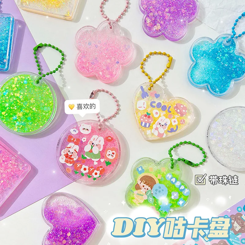 5pcs Fluid Acrylic Keychain DIY Sticker Polco Kpop Guka Girl Stickers Idol Photo Decoration DIY Photocard Korean Stationery