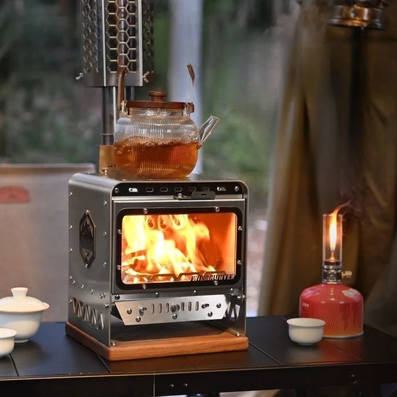 Wilderness Outdoor Small Fireplace Camping Tent Stove Tea Making Indoor Desktop Heating Water Viewing Match Stove