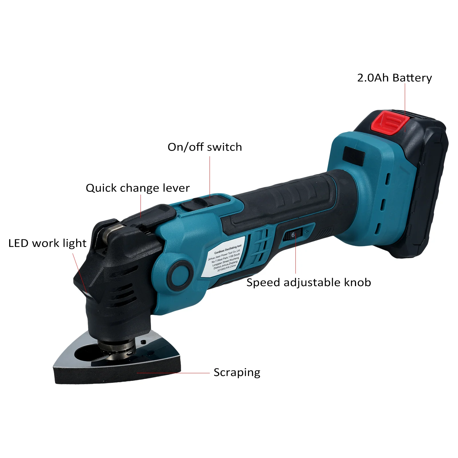 20V Cordless Oscillating Tool 6 Variable Speed 19000RPM Brushless Motor Tool Oscillating Multi Tool Kit for Cutting Wood Drywall