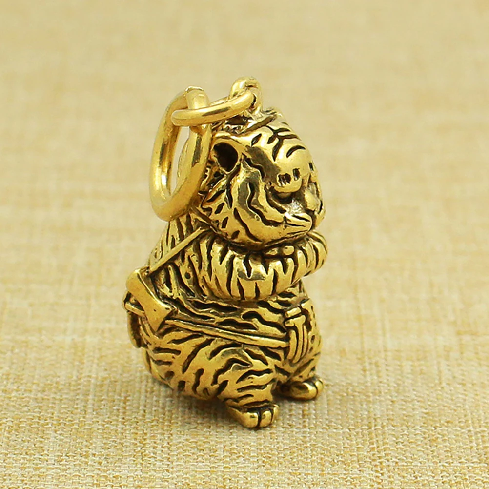 

2 Pcs Copper Tiger Keychain Pendant Cute Chinese Style Jewelry Lightweight Portable Gift Decor Handmade Accessories