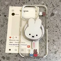Support de téléphone magnétique Anime Kawaii Miffy Rabbit, support télescopique portable de dessin animé, support magnétique pour téléphone portable, support airbag, cadeaux pour filles 3