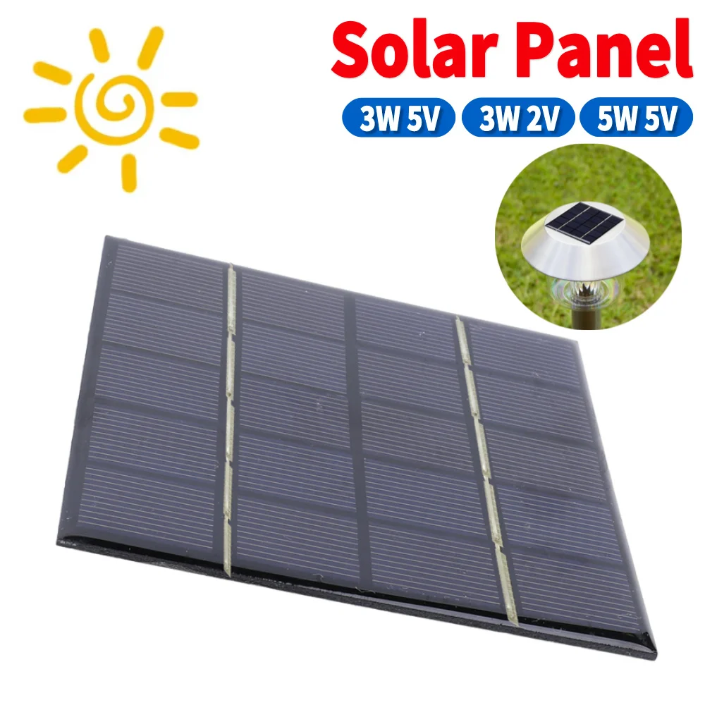 3W 5V Solar Cell Panel Solar Panel Charger Photovoltaic Cells for Solar Light for 3.7V Battery 3-5V Battery/Phone Charger