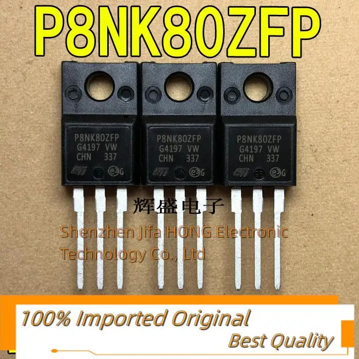 10PCS/Lot  P8NK80ZFP STP8NK80ZFP ST TO-220F N-Channel  MOSFET 6.2A 800V Best Quality