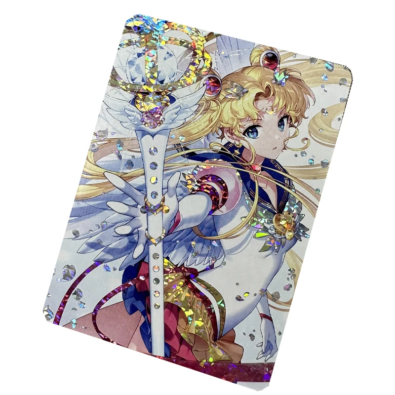 Diy Self Made Tsukino Usagi Kawaii Collection Card Refraction Color Flash Craft Anime Peripherals Card Gift Toy