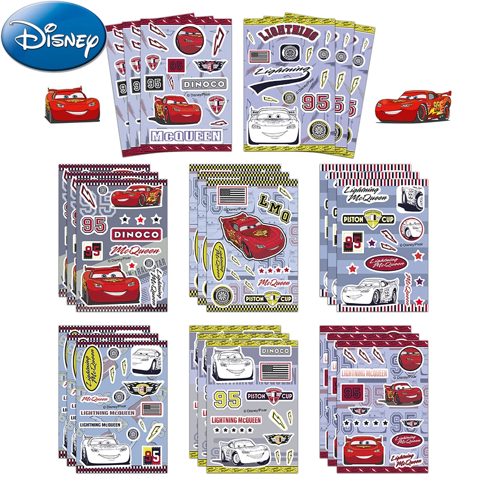 

8/16sheets Disney Anime Movie Cars Stickers Cool Cartoon Lightning Mcqueen Decals Skateboard Phone Notebook Sticker for Kids Toy