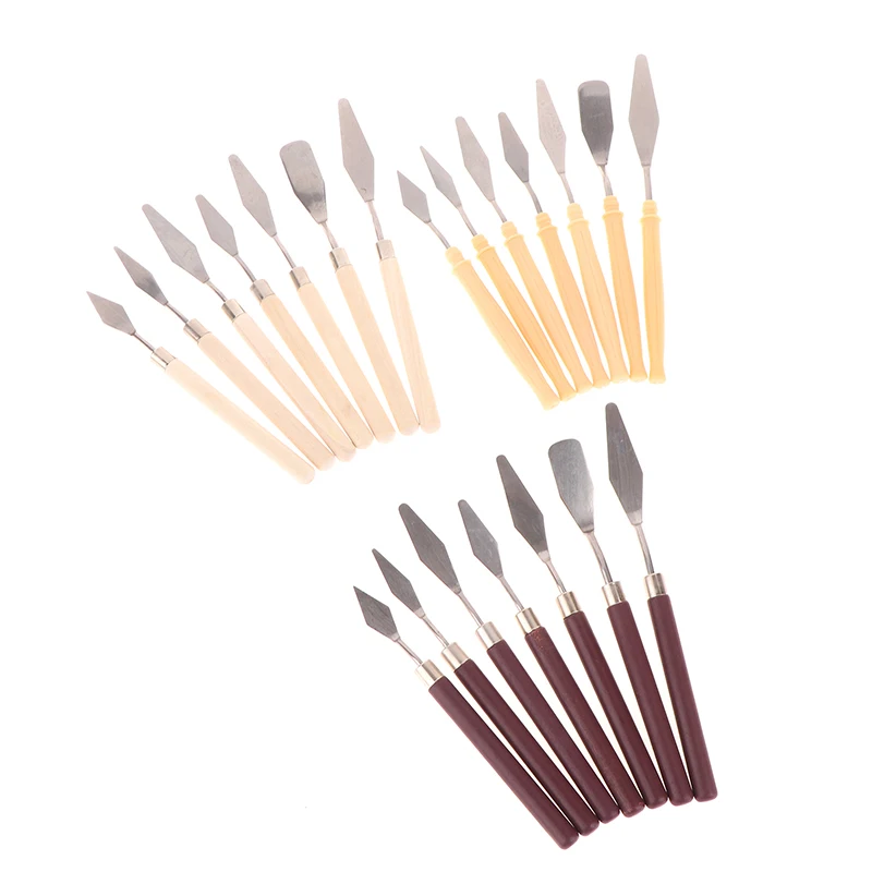 

7Pcs Artist Crafts Spatula Palette Knife Stainless Steel Oil Painting Knives Mixing Knife Scraper Art Tools
