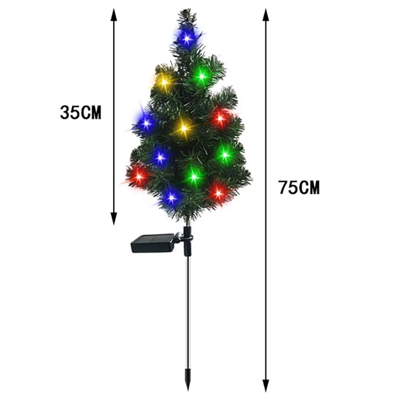 Solar LED Árvore de Natal Decoração Luzes, Controle de Luz Inteligente, Impermeável, ABS, Jardim, Pátio, Varanda, Lâmpadas Paisagem