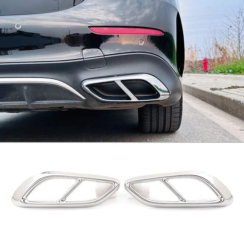 

For Mercedes Benz E Class CLE W214 2024+ E260 300 AMG ABS Plastic Car Tail Muffler Exhaust Pipe Output Cover Trim Accessories