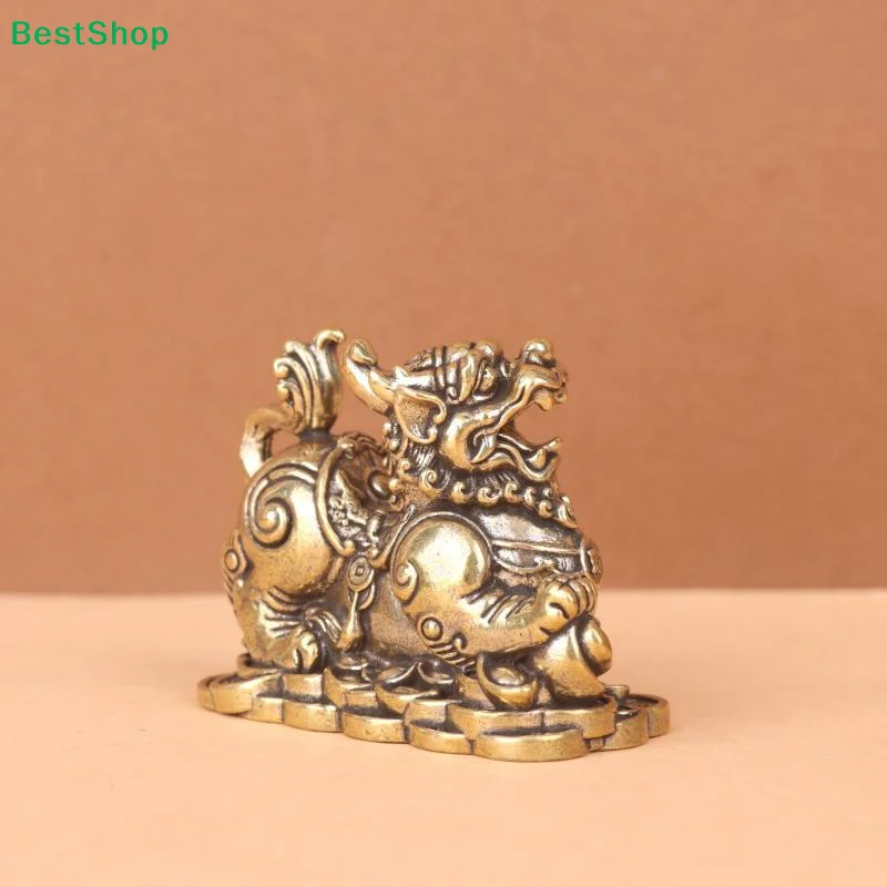 〔R〕Pure Brass Ingot Lion Vintage Old Objects Home Decoration Office Desk Surface Panel Tea Ornaments Crafts Brass Ornaments