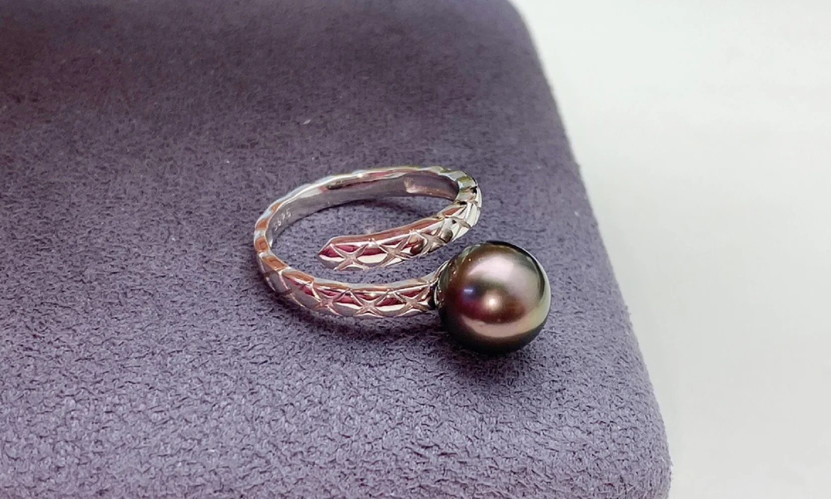 

New ring AAA10-11mm natural Tahiti round black pearl ring 925s