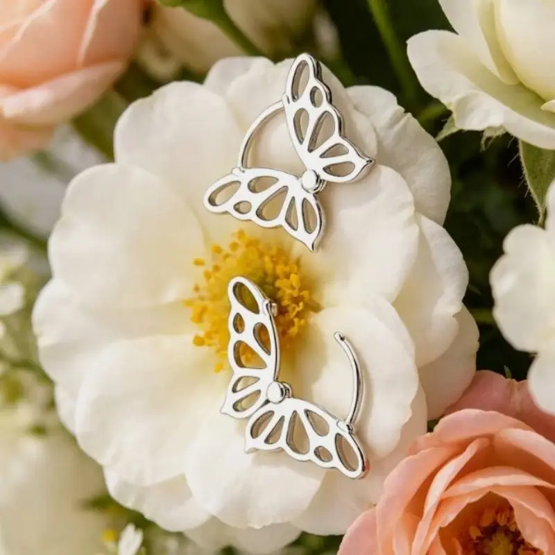 

New 1 Pair Silver Butterfly Earrings For Women New Trendy Female Earring Party Jewelry Gift Dropshipping