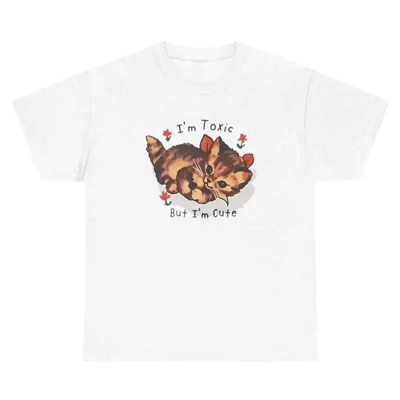 I m Toxic But I m Cute T Shirt Funny Y2K Cat Graphic Gen Z Silly Humor Tee