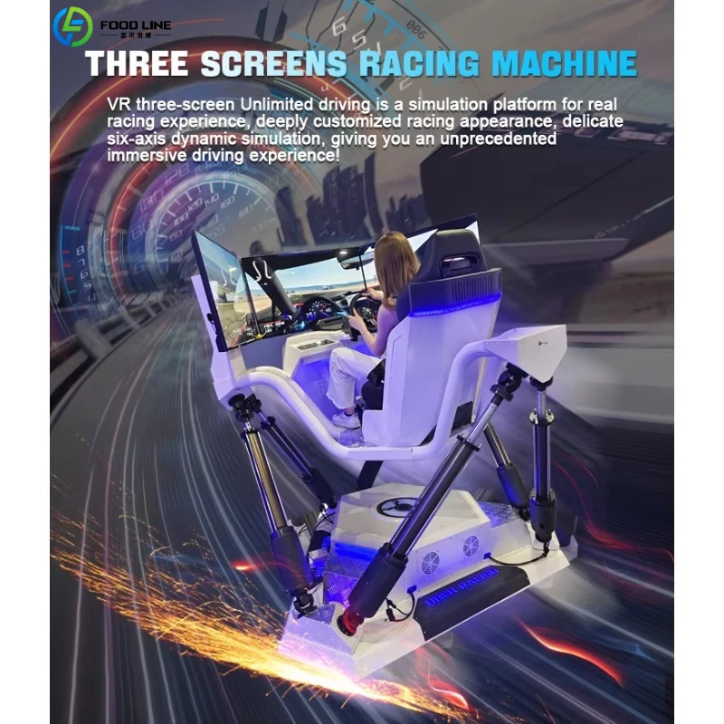 FL 3 Screen VR Racing Car Simulator 9D 6DOF Motion Driving Experience for Amusement Park Indoor