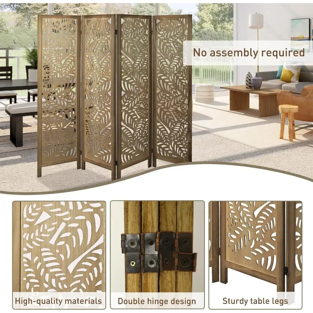 Cutout Room Divider,Wood Room Dividers and Folding Privacy Screens,Foldable Natural Wooden Lightweight Room Partition