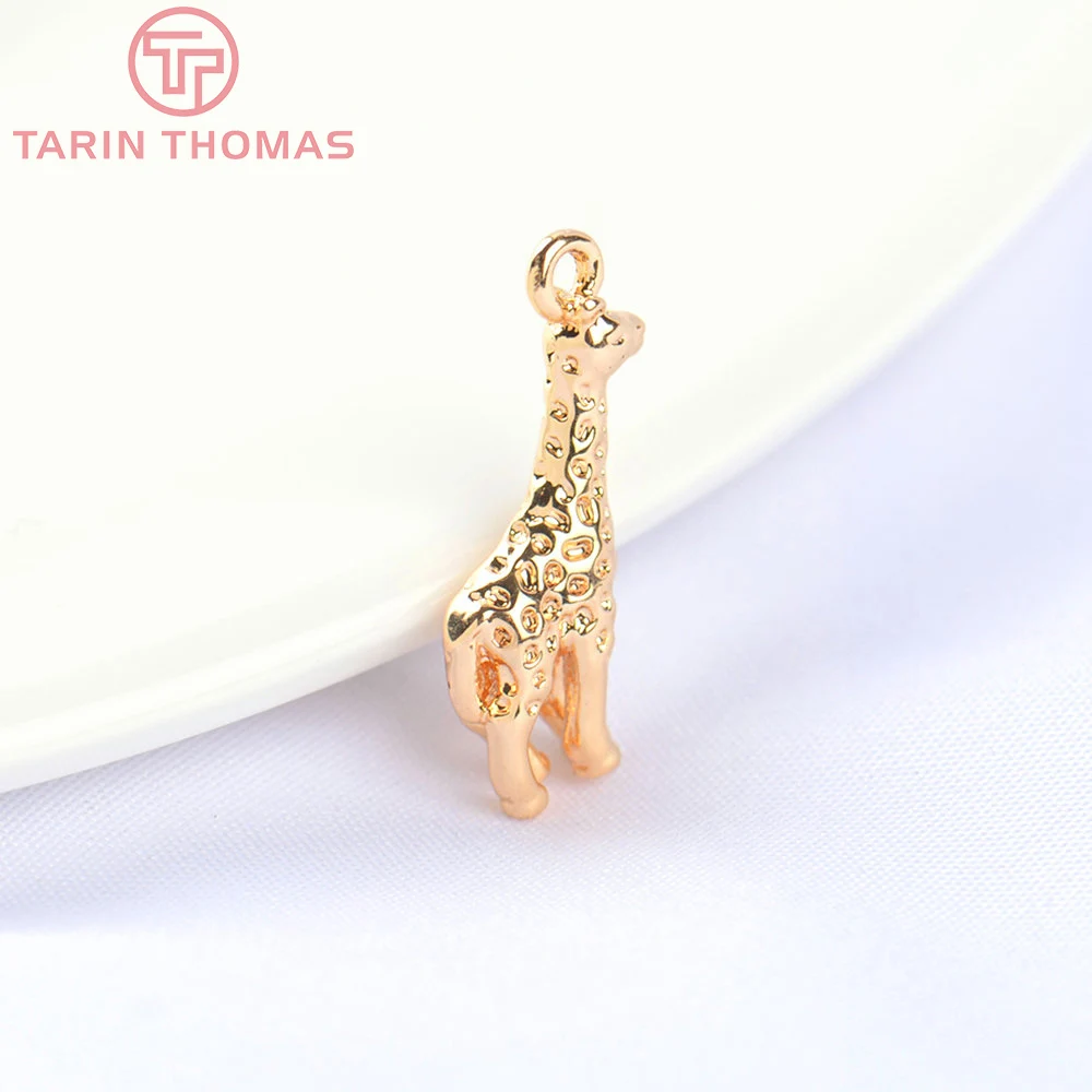 (5597) 6PCS 8.5x14MM 24K Gold Color Brass Giraffe Charms Pendants High Quality DIY Jewelry Making Findings Accessories Wholesale